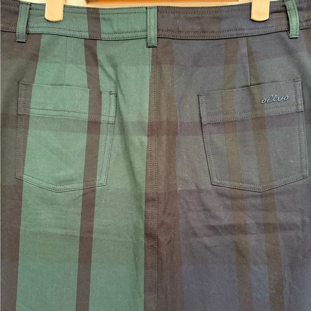 Beautiful Green and Blue Plaid Pencil Skirt with piping size large / 10/12